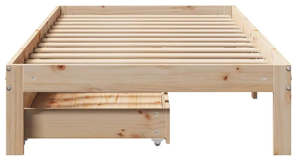 vidaXL tömör fenyőfa ágykeret fiókokkal 100 x 200 cm