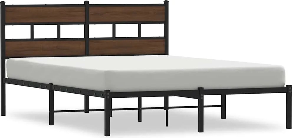 vidaXL barna tölgy színű fejtámlás ágykeret matrac nélkül 150 x 200 cm