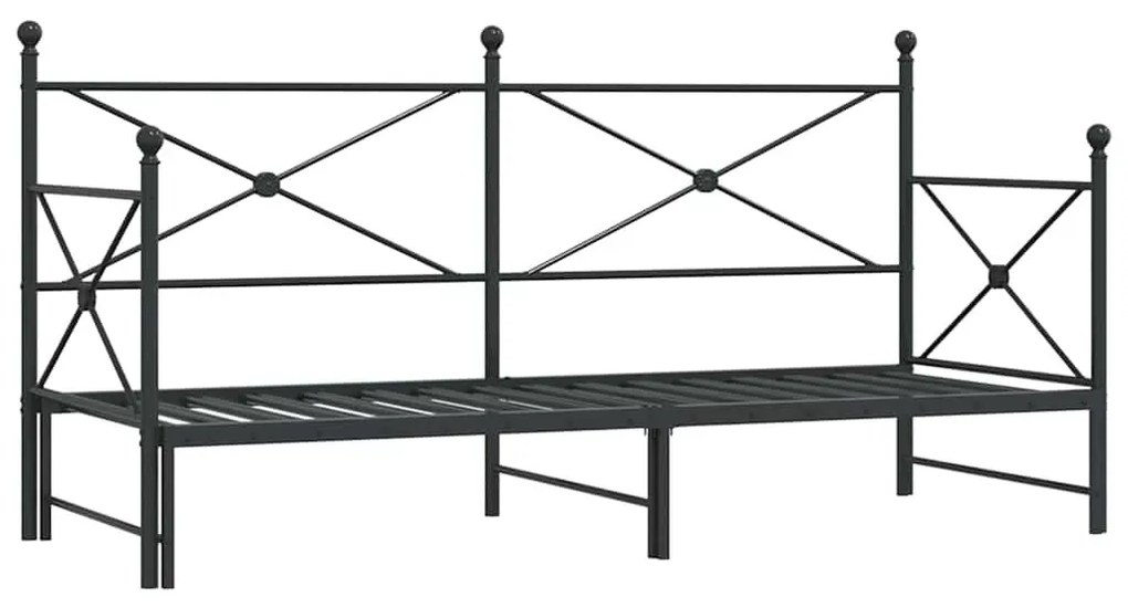 kihúzható kanapéágy matrac nélkül fekete 90x200 cm acél