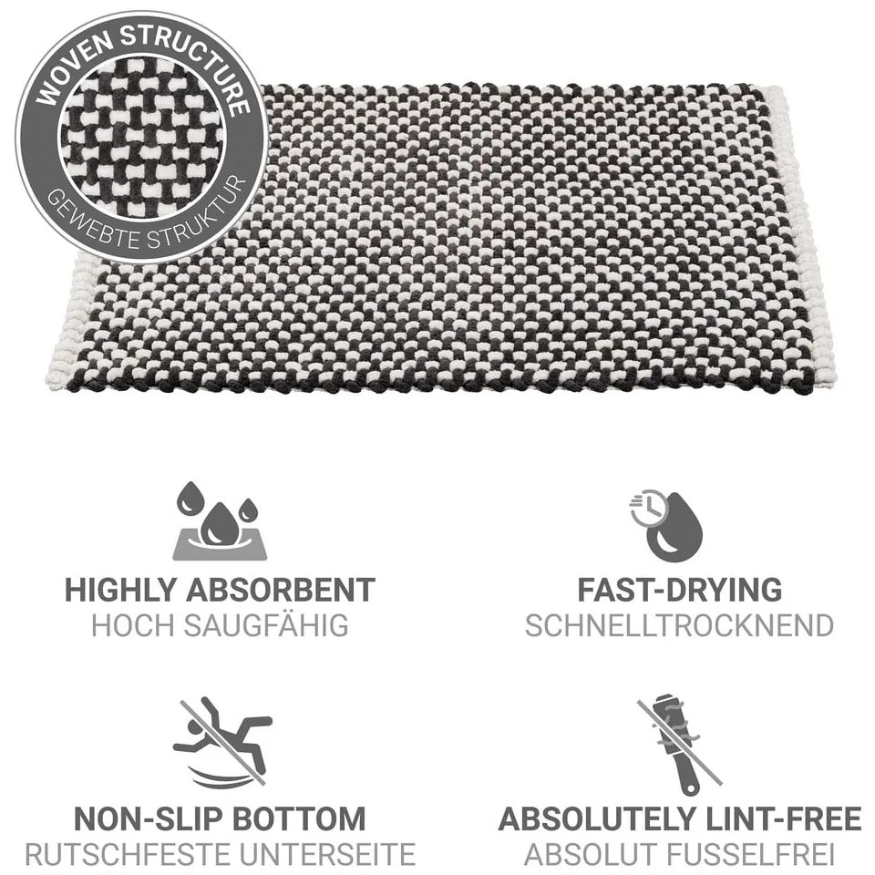 Fekete-fehér textil fürdőszobai kilépő 50x80 cm Covelo – Wenko