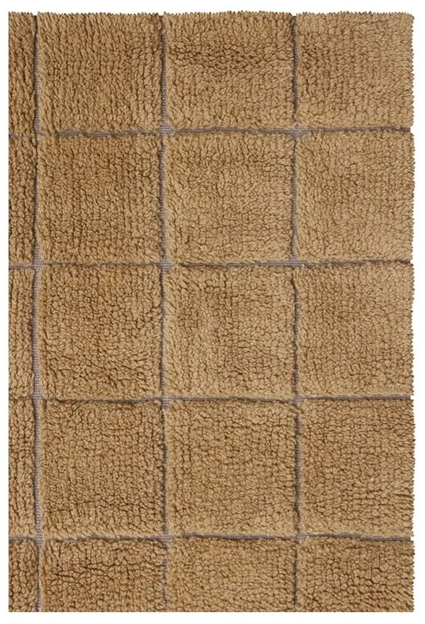 Okkersárga kézi szövésű gyapjú futószőnyeg 80x230 cm Mosaic Ochre – Lorena Canals