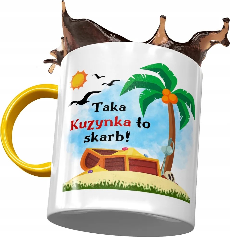 Sárga Bögre Unokatestvérnek Születésnapra Ajándék Nyomtatott Fotóval