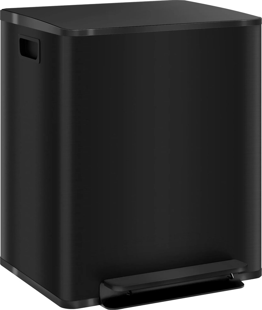 HOMCOM 2 x 25 L Pedálos Szemetes, Puha-záras Fedéllel és Pedálos Hulladék Leválasztó Rendszerrel, 47.7 x 37.5 x 56 cm | Aosom