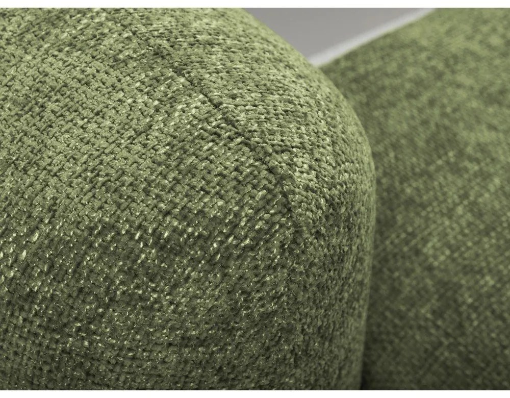 Zöld zsenília kinyitható-tárolóhelyes sarokkanapé (jobb oldali-heverő résszel) Mele – Makamii