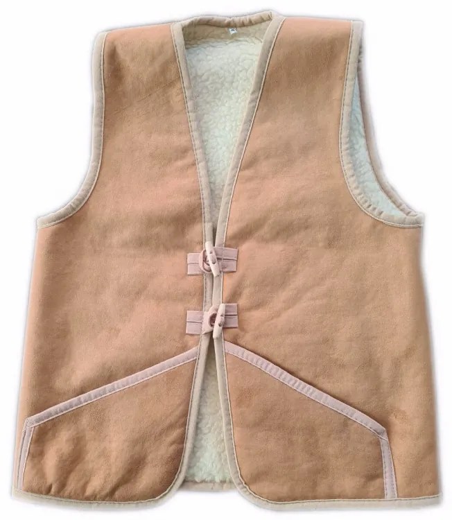 Mellény gyapjúból és irhából barna színben XXL-es méret