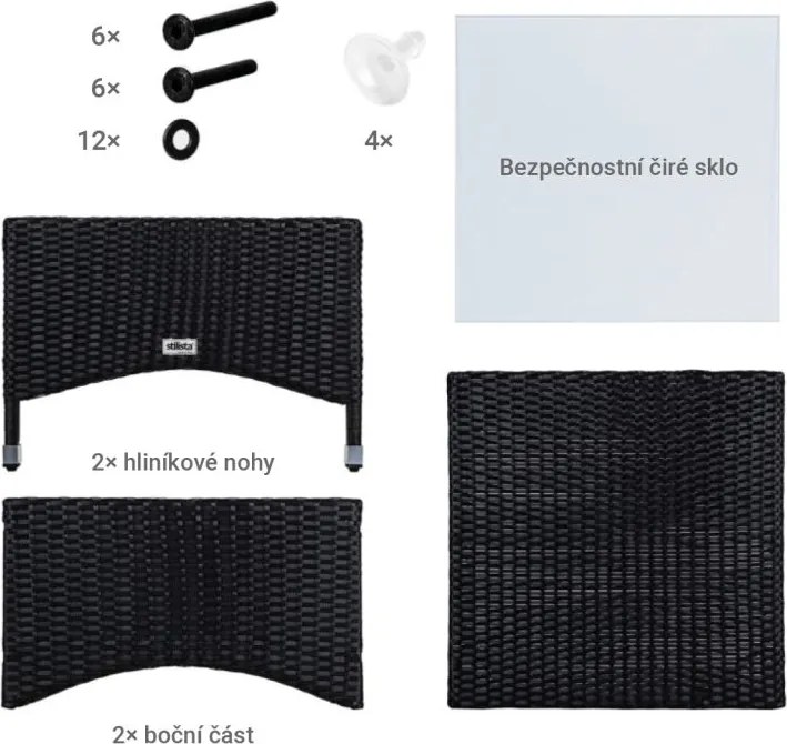 STILISTA Kerti asztal polyrattan 50 x 50 cm krém