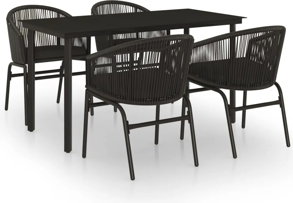 vidaXL 5 részes fekete kerti étkezőgarnitúra