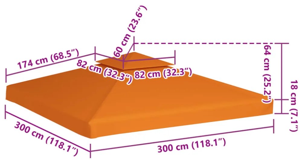 narancssárga csere pavilon ponyvatető 310 g/m² 3 x 3 m