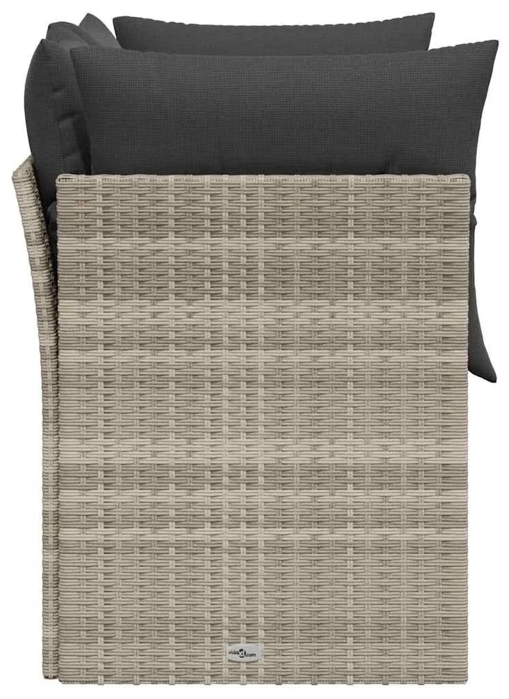 2 személyes világosszürke polyrattan kerti kanapé párnával