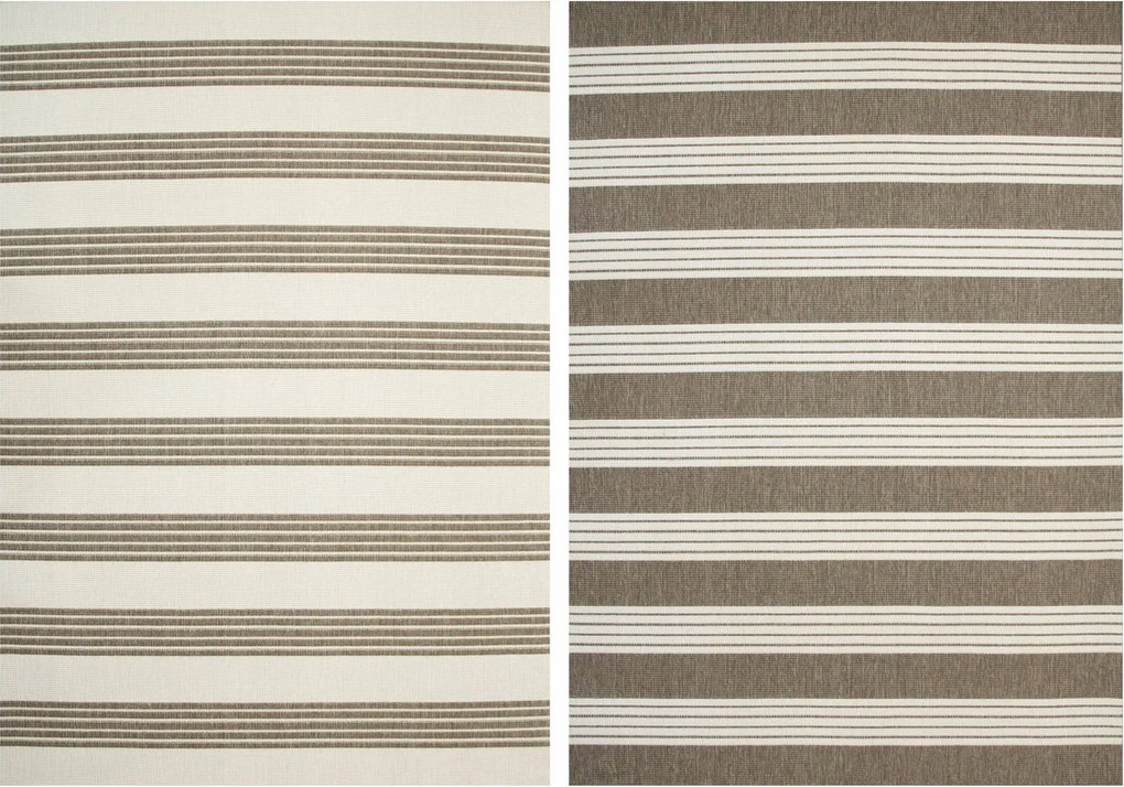 Kültéri Szőnyeg Kétoldalas Zsinóros Barna Csíkos Brussels 160x230 cm