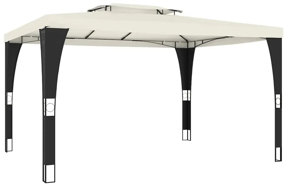 krémszínű acél dupla tetős pavilon 3,98 x 2,98 m