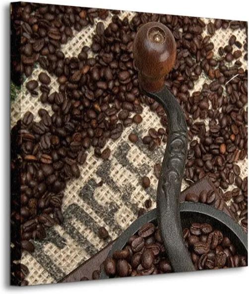 Vászonkép Kávészemek és kávéőrlő Tomalu 40x40cm CKS0593