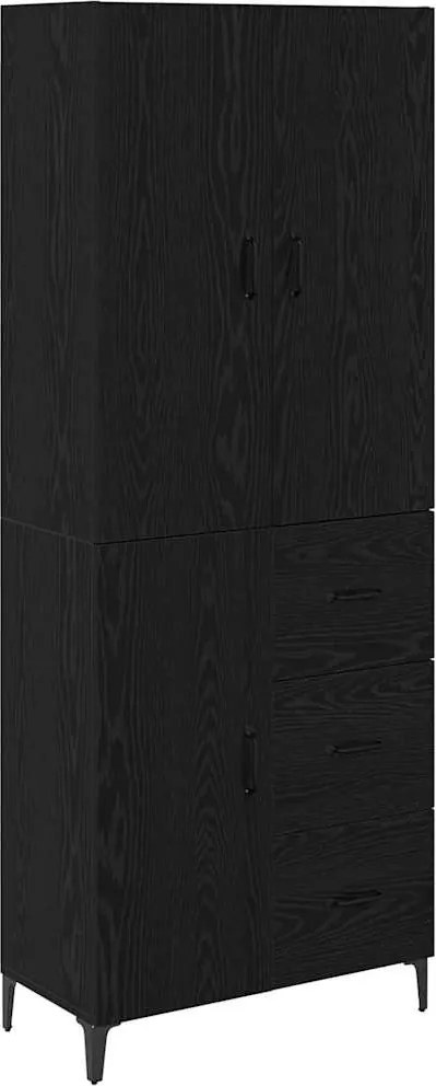 vidaXL Magasfiú fiókkal Fekete tölgy 69,5 x 34 x 180 cm Faanyag