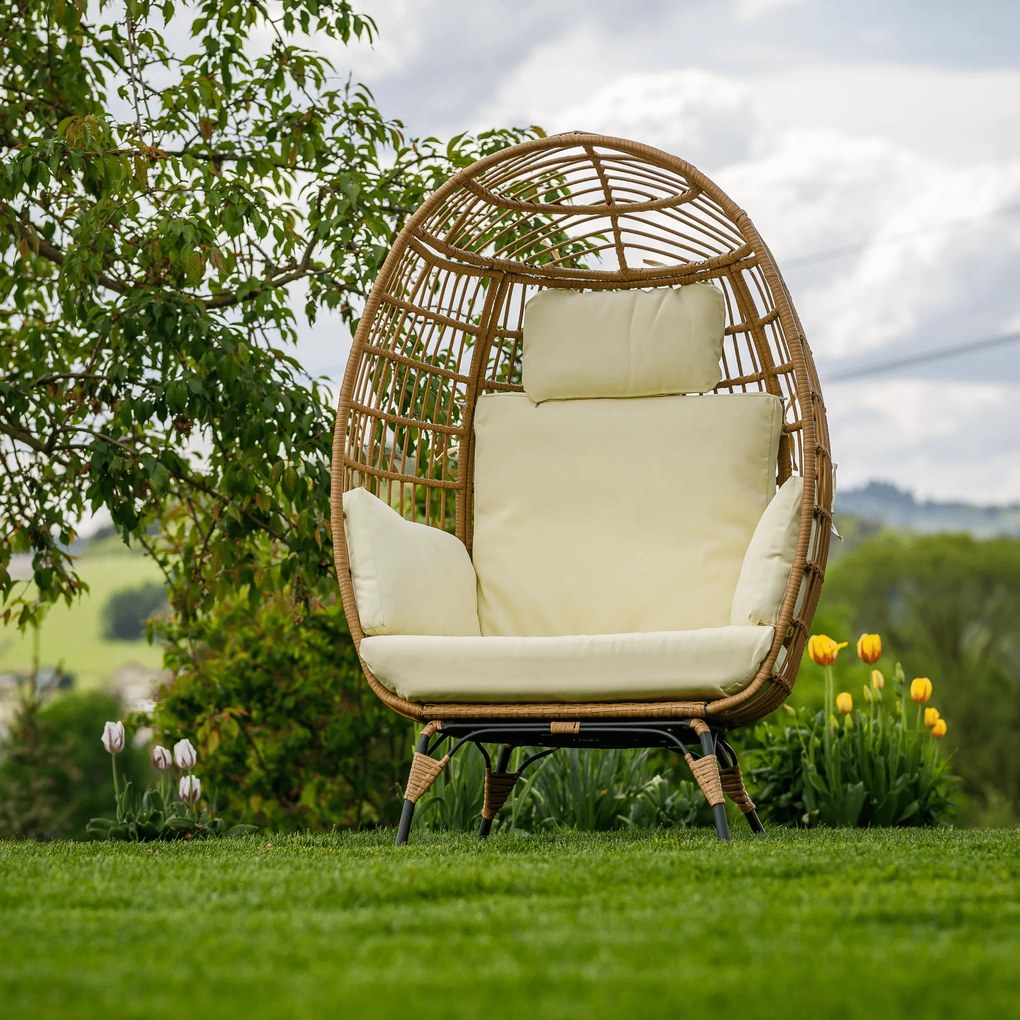 Rattan fotel, természetes/fekete/bézs, KARMEN