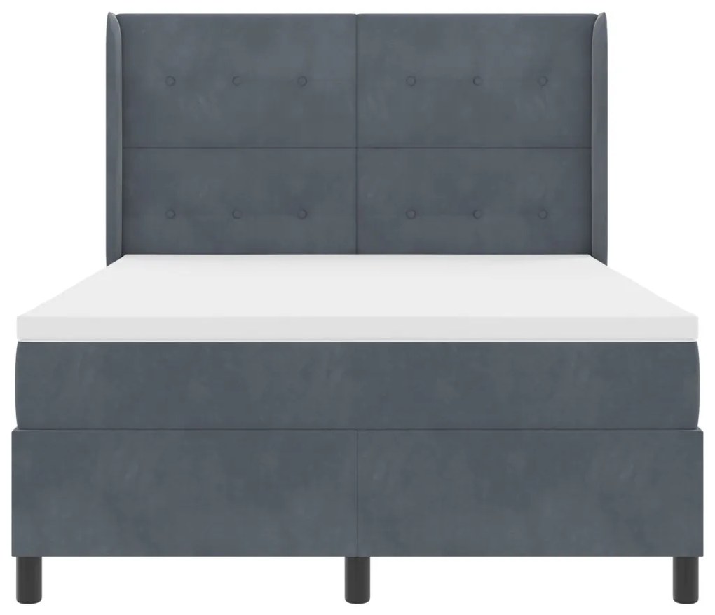 Boxspring Ágy Matrac nélkül Sötét Szürke 140x200 cm Bársonyos