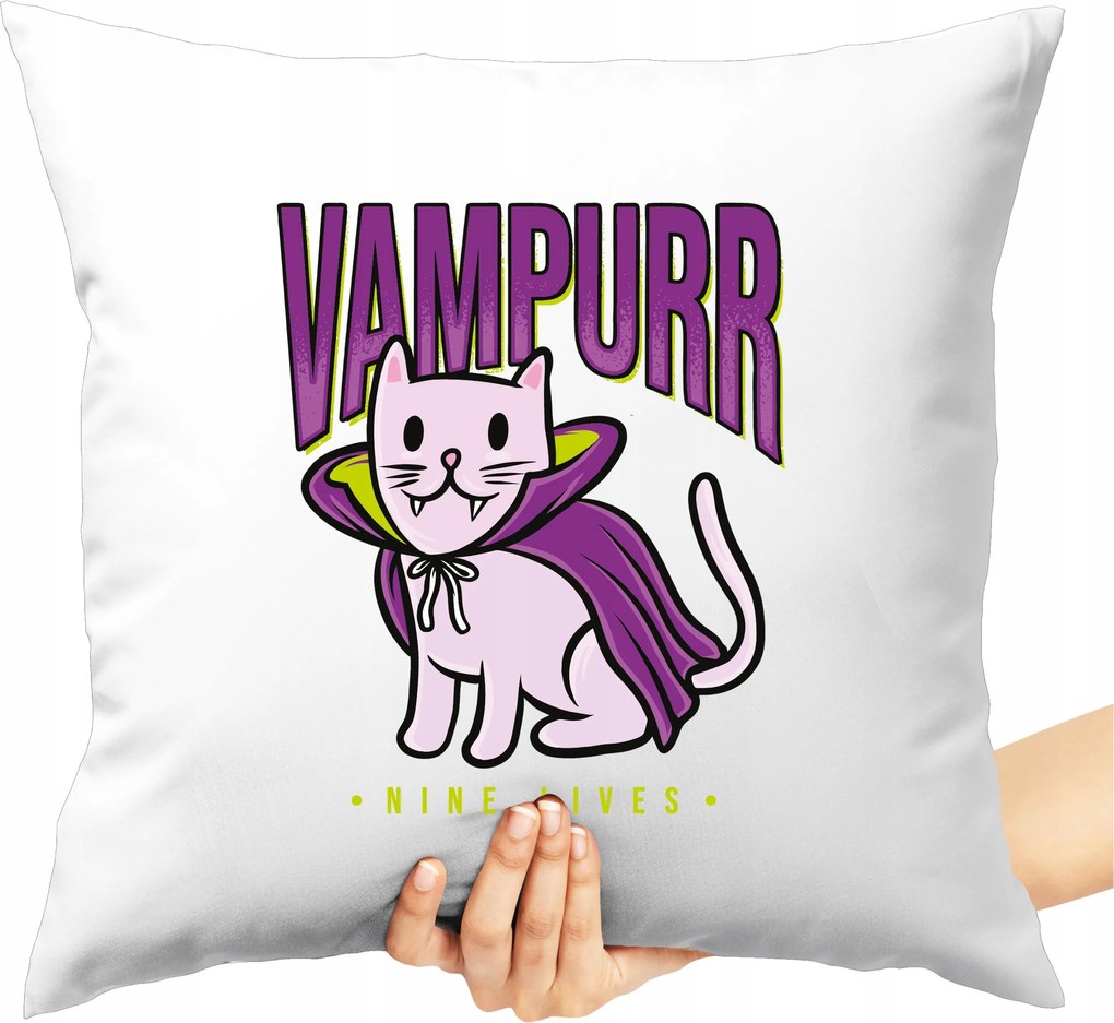 Puha Párna Vampurr Nine Lives Macska Vámpír Aranyos Cica Vicces Nyomtatás