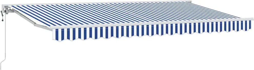 vidaXL Behúzható napellenző Kék és Fehér 400 x 200 cm