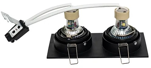 Négyzet alakú beépített spotlámpa fekete állítható 2-lámpás - Chuck