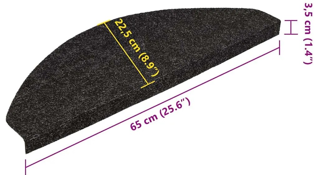 20 db antracitszürke öntapadó lépcsőszőnyeg 65 x 22,5 x 3,5 cm