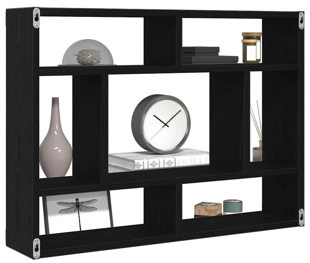 fekete tölgyfa fali polc 75 x 16 x 55 cm