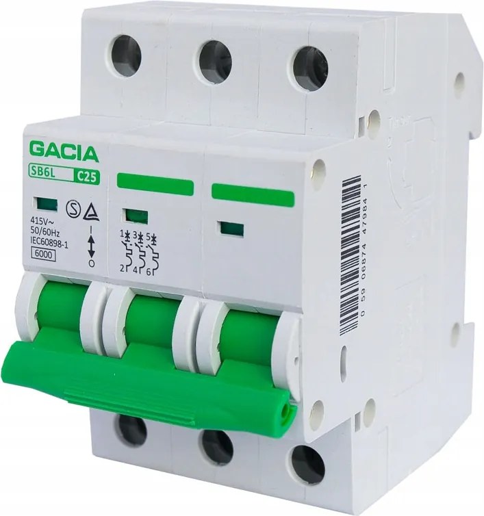 Túláramvédő kapcsoló Gacia 6kA C 3P 16A