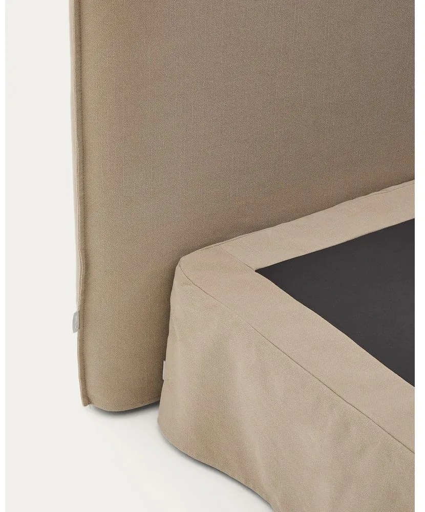 Szürkésbarna kárpitozott franciaágy 160x200 cm Jaira – Kave Home