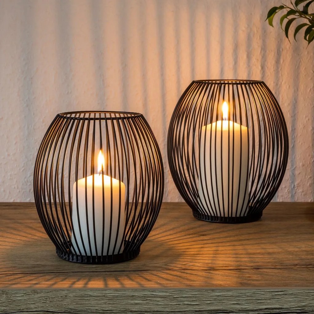 Drótból készült gyertyatartók, 2 db-os készlet