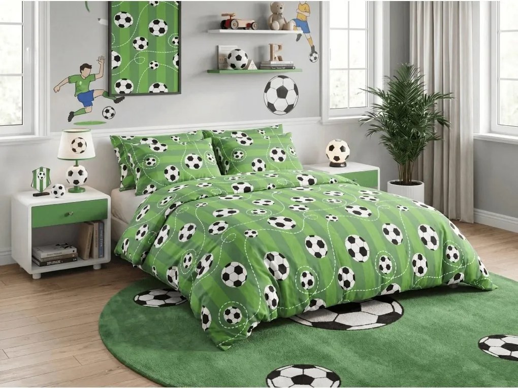 Pamut ágyneműhuzat FOOTBALL TIME zöld Ágyneműhuzat mérete: 70 x 90 cm | 140 x 200 cm