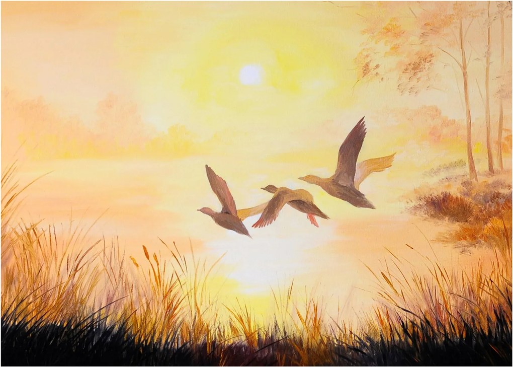 Kép - Daruk naplementekor (70x50 cm)