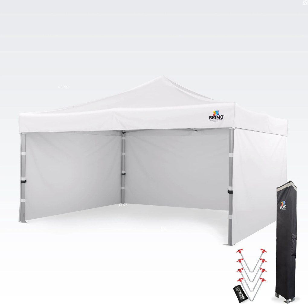 Alumínium promó sátor 4x4 m ALU PREMIUM – 3 oldalfal, HEX 45 mm - plusz 3 oldalfal - Fehér