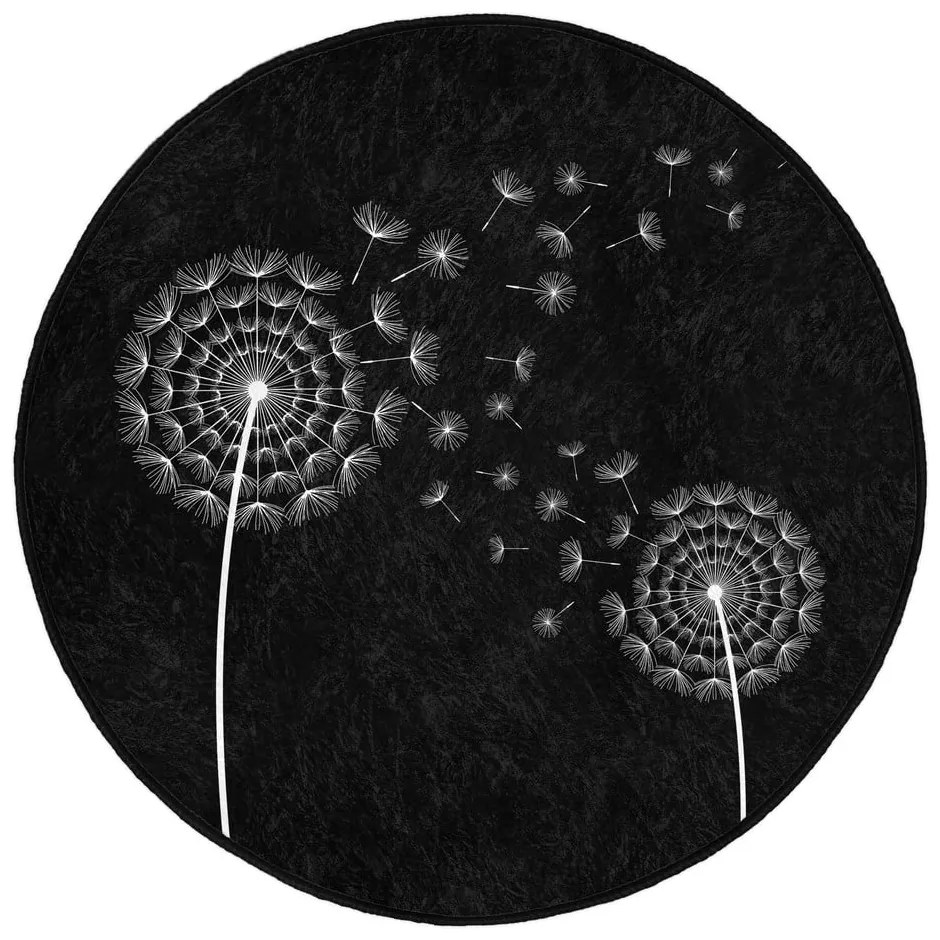 Fekete mosható-robotporszívóval tisztítható kerek szőnyeg ø 80 cm Comfort – Mila Home