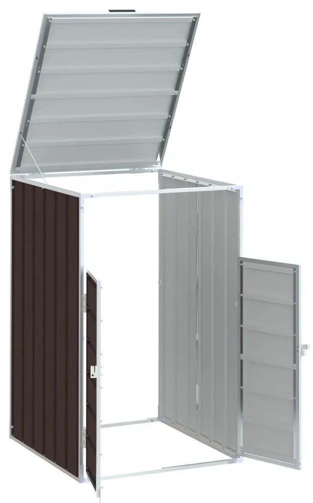 barna acél kerekes szemetes tároló 1 szemeteskukához 72 x 81 x 115 cm