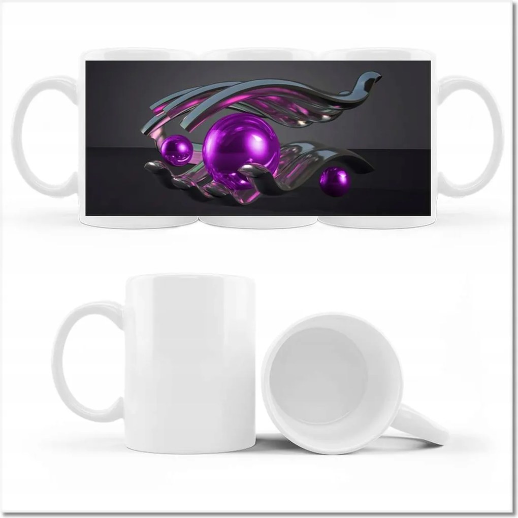 Nyomott mintás bögre Lila gömbök