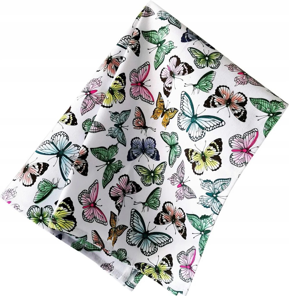 Konyhai törlőkendő 45x65 Pillangók fehér színes pamut