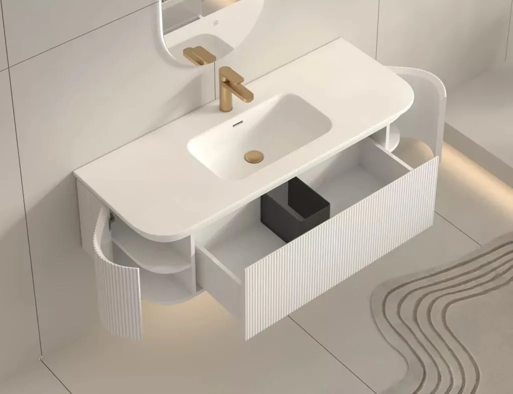 AREZZO design SIERRA 120 cm-es Fürdőszoba alsószekrény 1 fiók, 2 ajtó, matt fehér