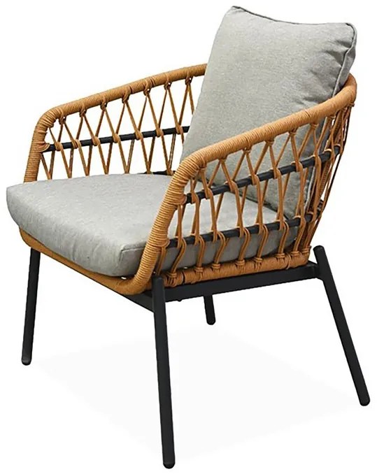 Kerti Ülőgarnitúra, Fém + Polyrattan, Barna. NAT