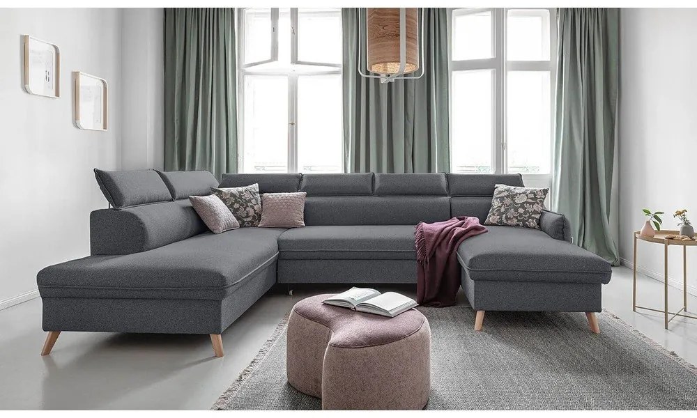 Sötétszürke kinyitható sarokkanapé (bal oldali) Sweet Harmony – Miuform