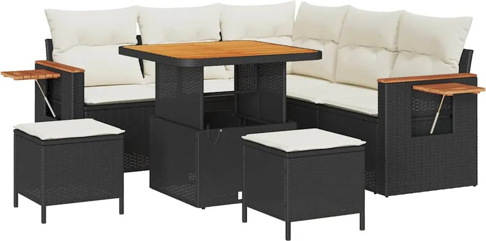 vidaXL Kerti Kanapé Szett párnával 8 pcs Fekete és Krém