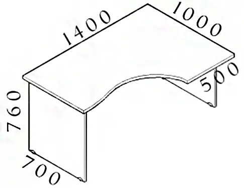 Visio ergonomikus asztal 140 x 100 cm, jobb, cseresznye