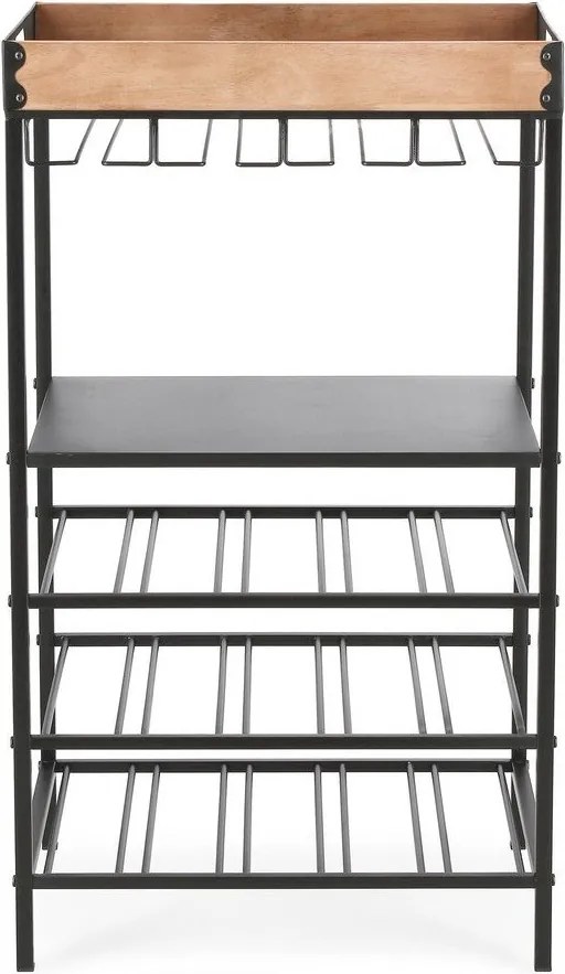 Fekete fém bortartó szekrény palackok száma 15, 48,5x84,5x34 cm Isaac – Yes Everyday