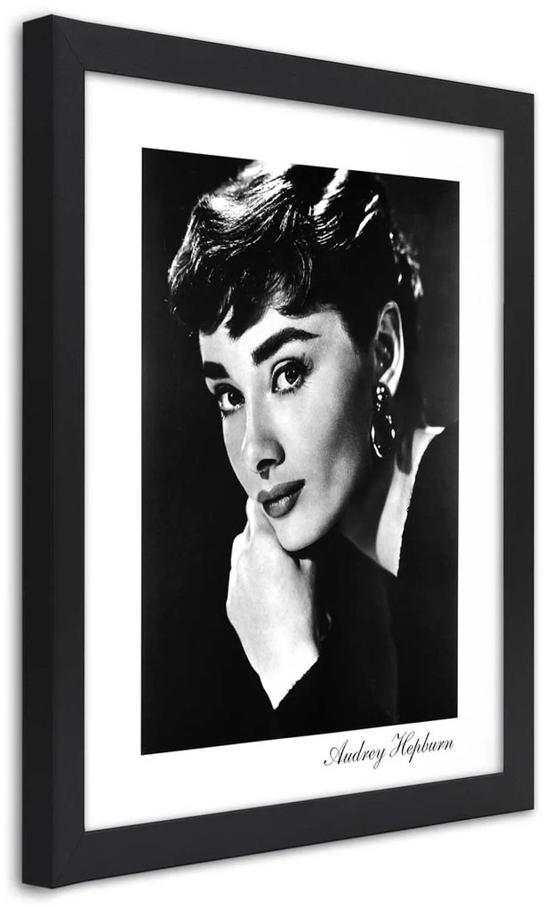Gario Poszter Audrey Hepburn portréja A keret színe: Fekete, Méret: 70 x 100 cm