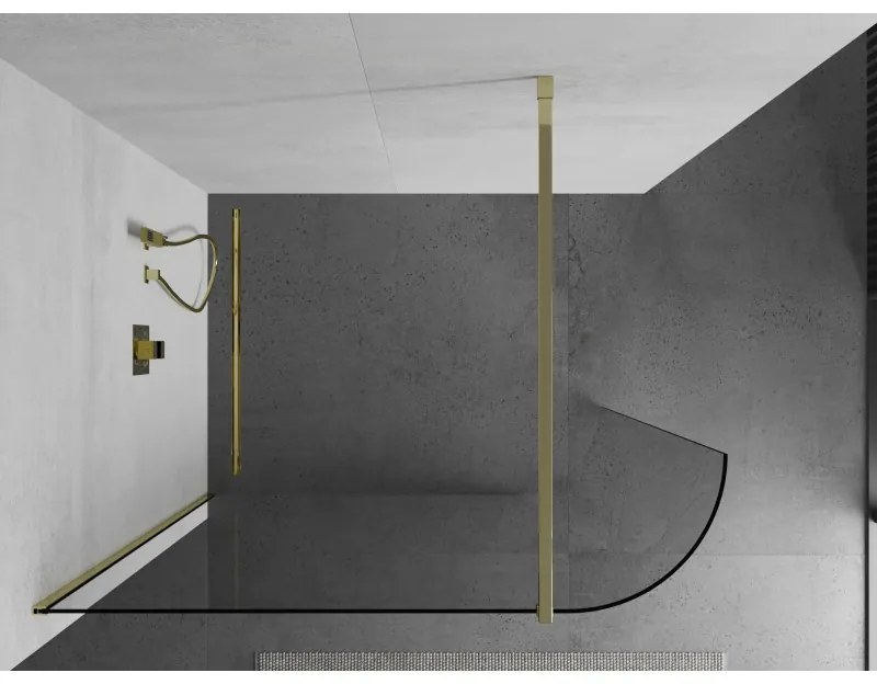 Mexen Kioto, lekerekített zuhanyparaván 160 x 200 cm, 8 mm átlátszó üveg, arany profil, 800-160-101-50-06