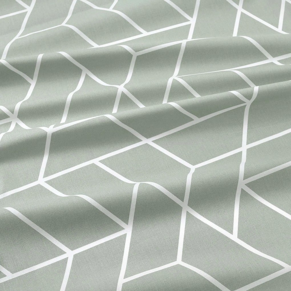 Goldea pamut függöny - mozaik minta, zsálya alapon 140x150 cm