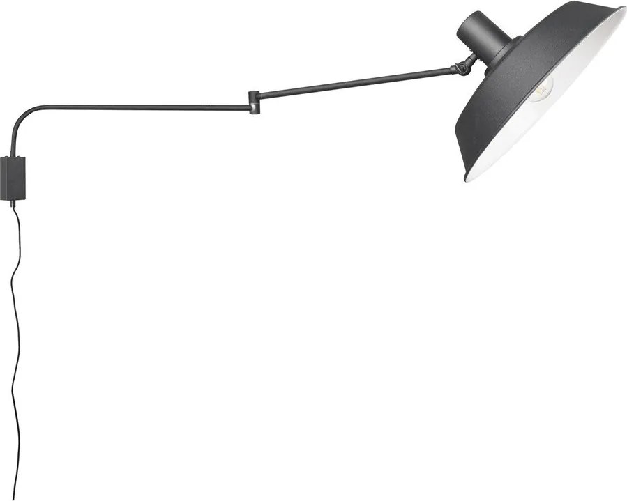 Matt fekete konnektorhoz csatlakoztatható fali lámpa hajlítható szerkezettel ø 35,5 cm Bolder – Trio