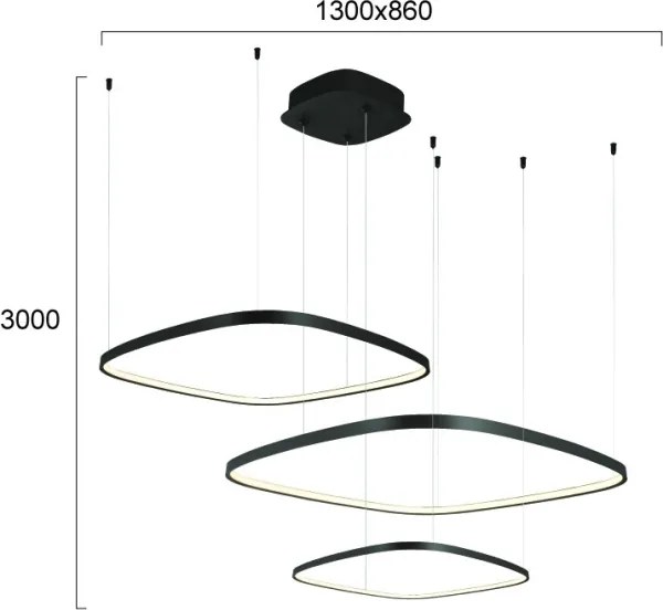 Dimmelhető LED kábeles csillár LORENZO LED/70W/230V 3000/4000/6000K fekete + távirányító