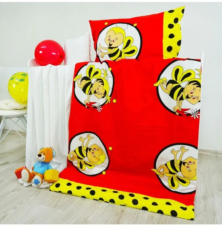 EMI méhecskés piros gyerek ágyneműhuzat, Párna 70x90