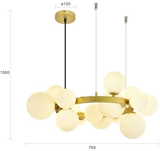 Brilagi - LED Csillár zsinóron MILLA 15xG9/3W/230V arany/fehér