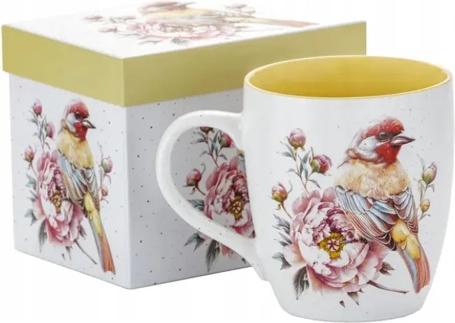 Porcelán bögre 740 ml virág madár motívummal elegancia természet egyben