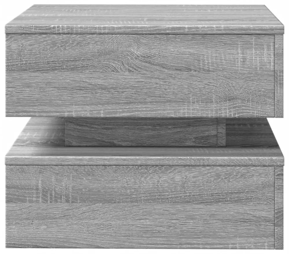 vidaXL szürke sonoma színű dohányzóasztal LED-lámpákkal 50x50x40 cm