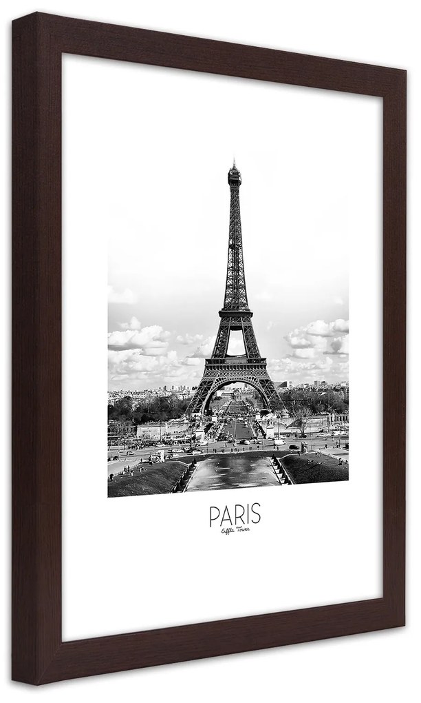 Gario Poszter Az ikonikus Eiffel-torony A keret színe: Fekete, Méret: 40 x 60 cm